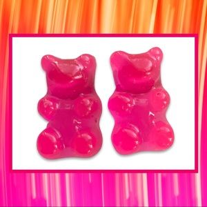 Neon Pink Gummy Bear Stud Earrings